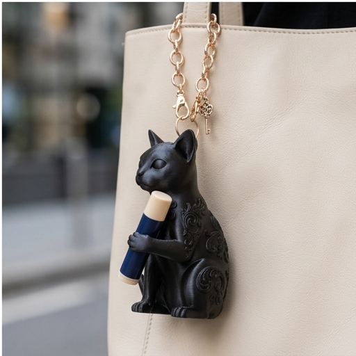 猫（バーミーズ）の3Dプリント リップケース シルクブラック