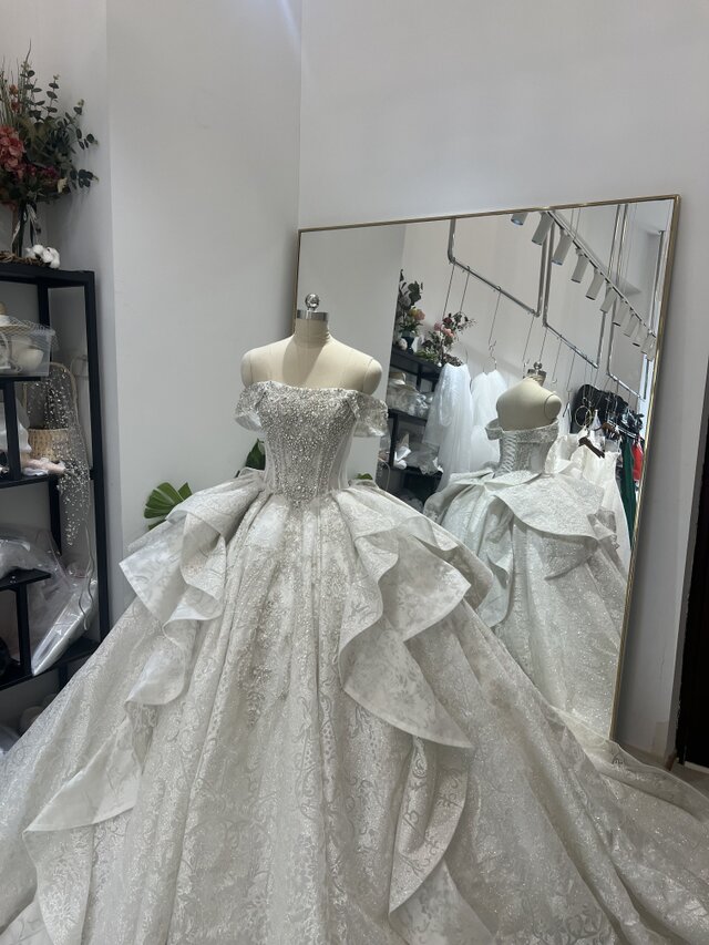 オフショルダー レース 結婚式 ウエディングドレス ウェディングドレス