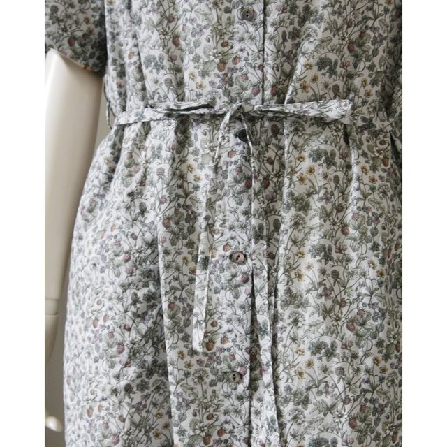 ロングシャツワンピース 半袖 リバティ アンティーク・ガーデン（M