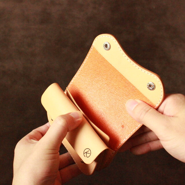 3層構造ミニウォレット 牛ヌメ革生成り 小さい財布 小銭入れ | iichi