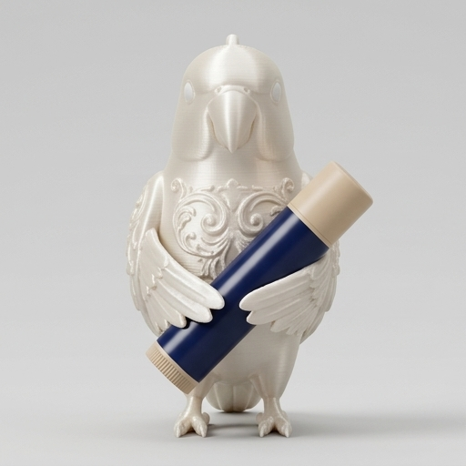 ワカケホンセイインコのリップケース 3Dプリント シルクホワイト
