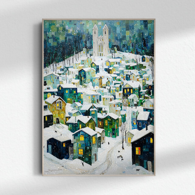 雪降る町【オーロラの見える家 タイプB】 冬景色 クリスマス