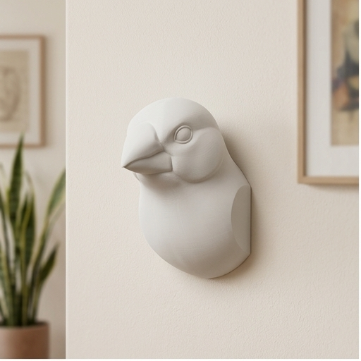 文鳥・ブンチョウの壁掛けレリーフ 3Dプリント 白PLA インテリア