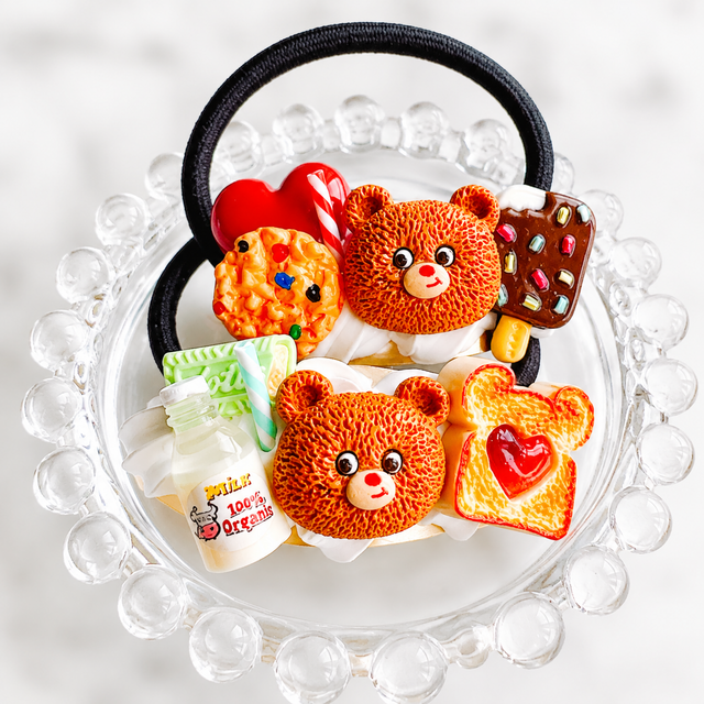 2点セット】くまとお菓子のヘアゴムセット ミニチュア | iichi 日々の