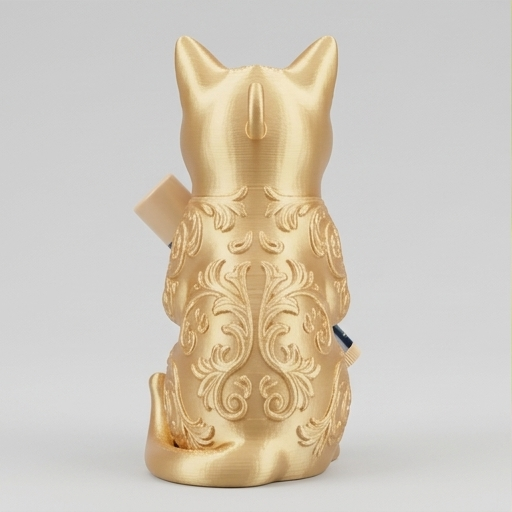 猫（シャルトリュー）の3Dプリント リップケース シルクゴールド