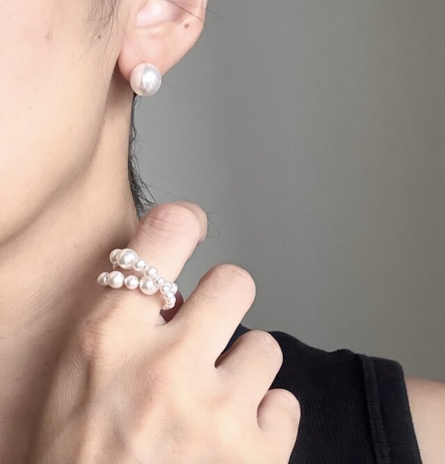 期間限定】【秋の福袋】Cross pearl リング & 2way Rayパールキャッチ