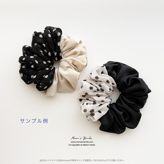 バニラホワイト＆ブラック バイカラー》☘️ふわふわ シフォン 水玉