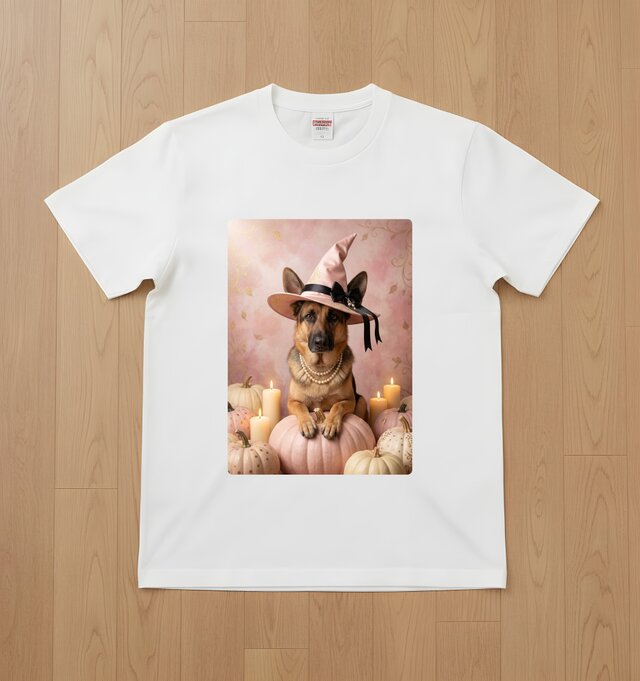 犬（ジャーマンシェパード）半袖Tシャツ ハロウィン限定 ホワイト 男女