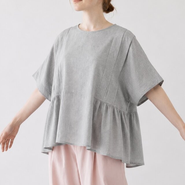 tuck gather summer blouse ( light grey ) | iichi 日々の暮らしを