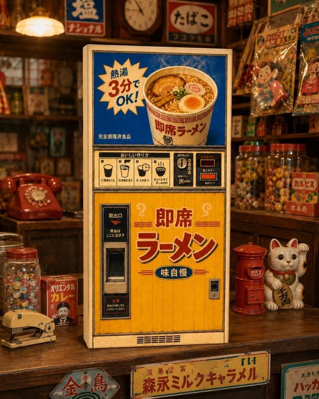 オーダー無料】即席ラーメン カップラーメン 自動販売機風 面白 昭和