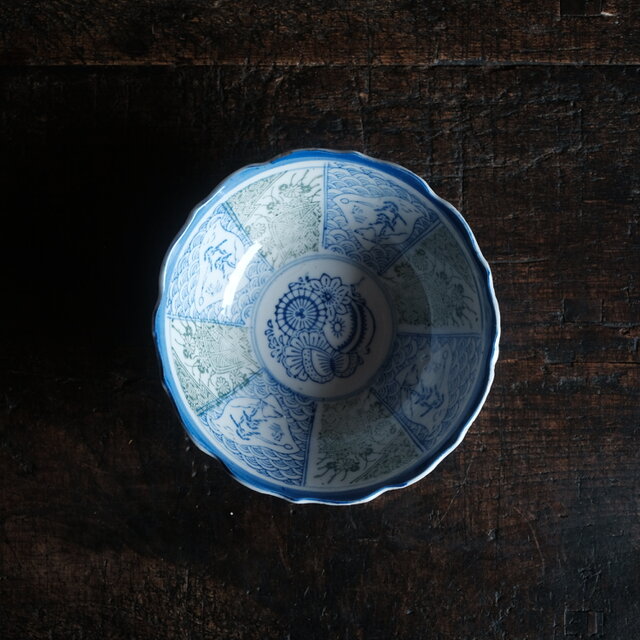 千鳥に風景◇花と蝶々 時代物 松文印判金彩膾皿 骨董・antiques 古民家