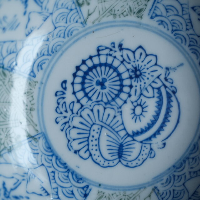 千鳥に風景◇花と蝶々 時代物 松文印判金彩膾皿 骨董・antiques 古民家