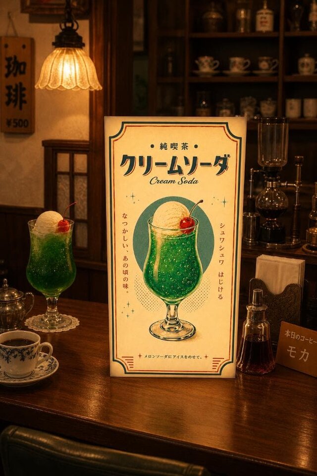 オーダー無料】クリームソーダ サイダー ジュース 喫茶 カフェ 昭和