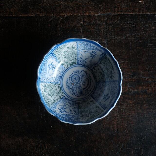 千鳥に風景◇花と蝶々。時代物 松文印判金彩膾皿 骨董・antiques 古