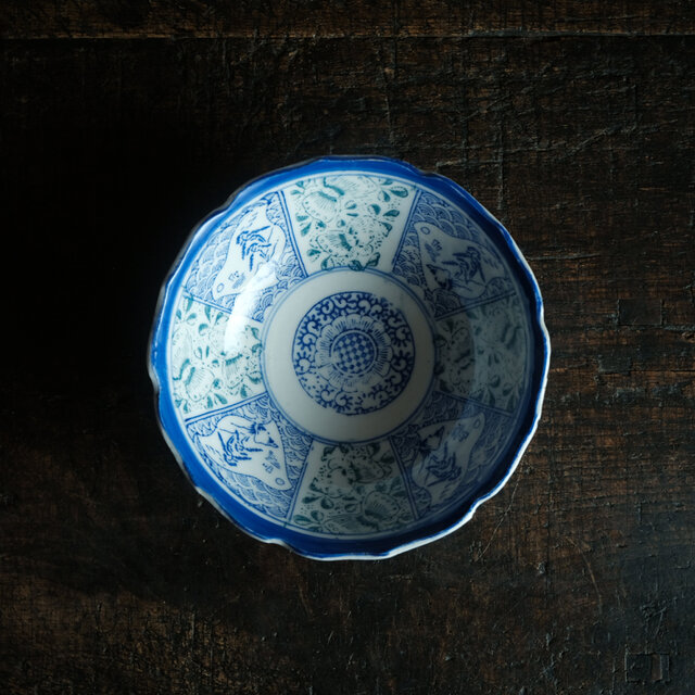 千鳥に風景◇花と蝶々。時代物 松文印判金彩膾皿 骨董・antiques 古