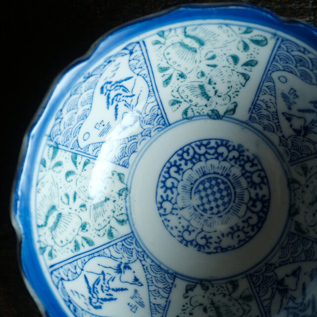 千鳥に風景◇花と蝶々。時代物 松文印判金彩膾皿 骨董・antiques 古