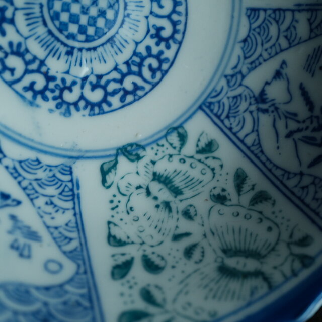 千鳥に風景◇花と蝶々。時代物 松文印判金彩膾皿 骨董・antiques 古