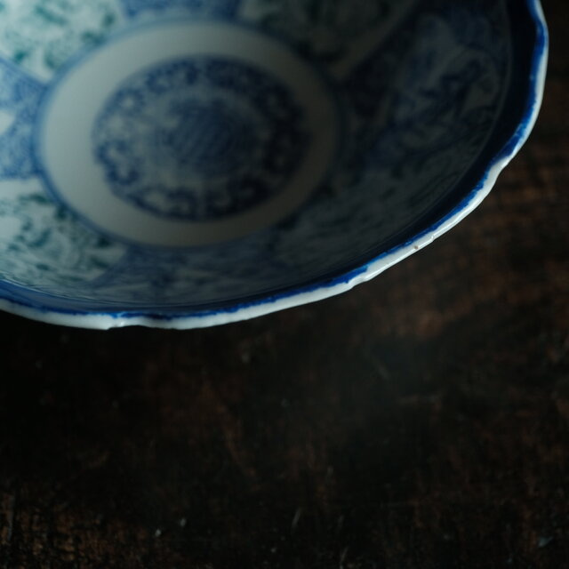 千鳥に風景◇花と蝶々。時代物 松文印判金彩膾皿 骨董・antiques 古