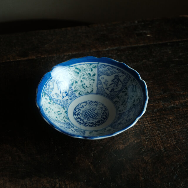 千鳥に風景◇花と蝶々。時代物 松文印判金彩膾皿 骨董・antiques 古