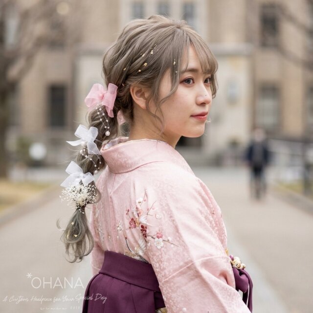 甘ふわ • ガーリー いちごミルク】成人式 卒業式 髪飾り| 袴 振袖 結婚