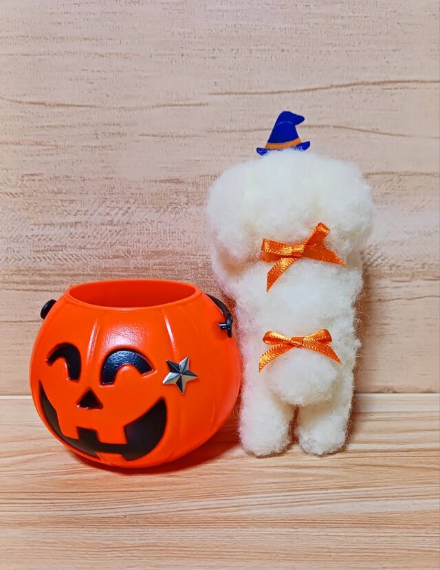羊毛フェルト 黒猫ちゃんじゃなくてもハロウィン パンプキン