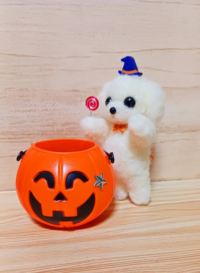 羊毛フェルト 黒猫ちゃんじゃなくてもハロウィン パンプキン