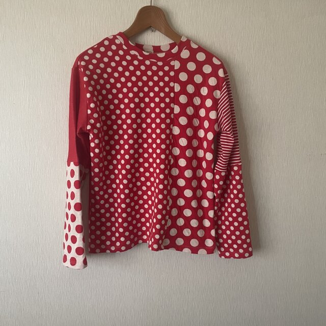 ドット切替長袖Tシャツ赤白F | iichi 日々の暮らしを心地よくする