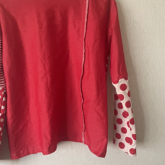 ドット切替長袖Tシャツ赤白F | iichi 日々の暮らしを心地よくする