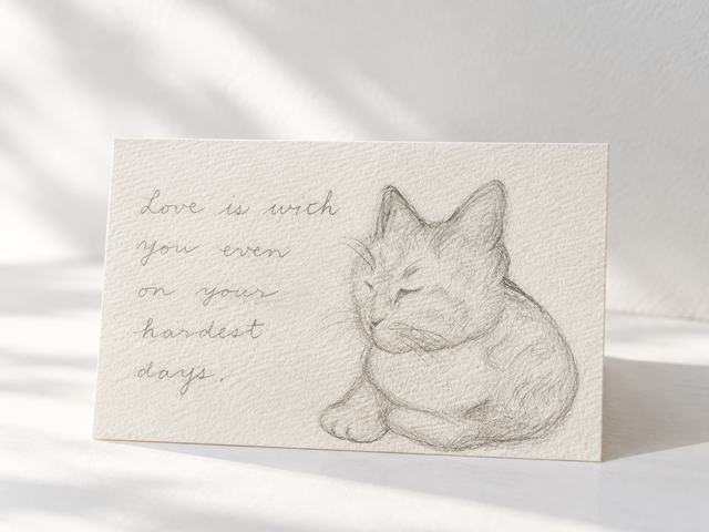 猫と愛の言葉。ドローイング Love is with you even your hardest days