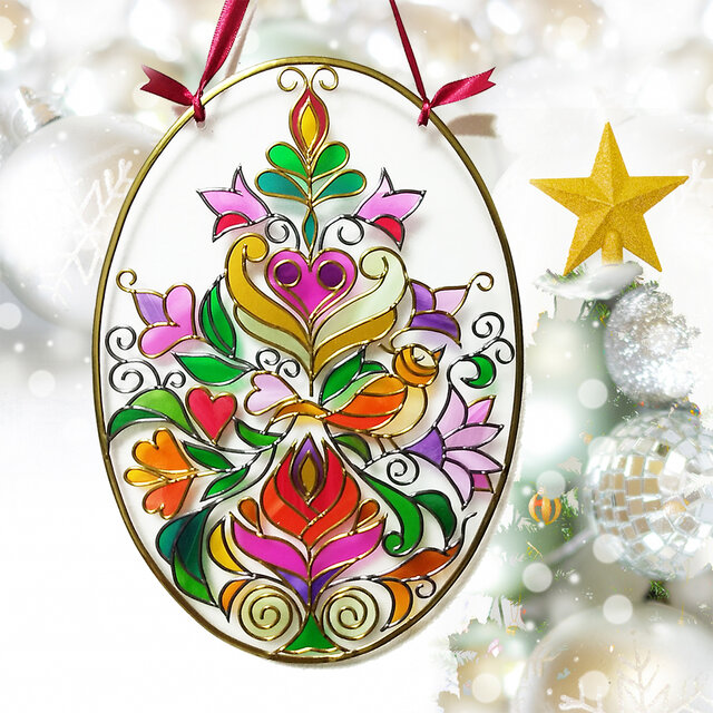 X'mas Treeオーナメント 光を彩るステンドグラス風アート | iichi 日々