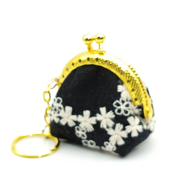 刺繍 ミニがま口キーホルダー 5cm口金 アクセサリーケース バッグ
