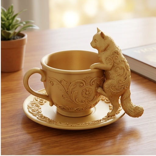 猫（バーマン）のアクセサリートレイ 小物入れ シルクゴールド | iichi