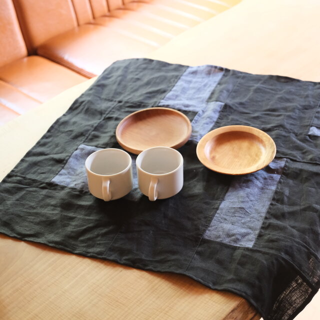 パッチワーククロス(大) リネンパッチワーククロス60｜black & blue 01 | iichi 日々の暮らしを