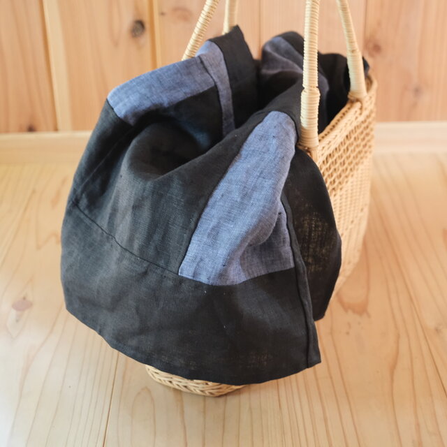 リネンパッチワーククロス60｜black & blue 01 | iichi 日々の暮らしを
