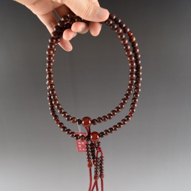 素引き縞紫檀 瑪瑙仕立 華梵天 真言宗数珠 男性用 念珠 京都 JUA175