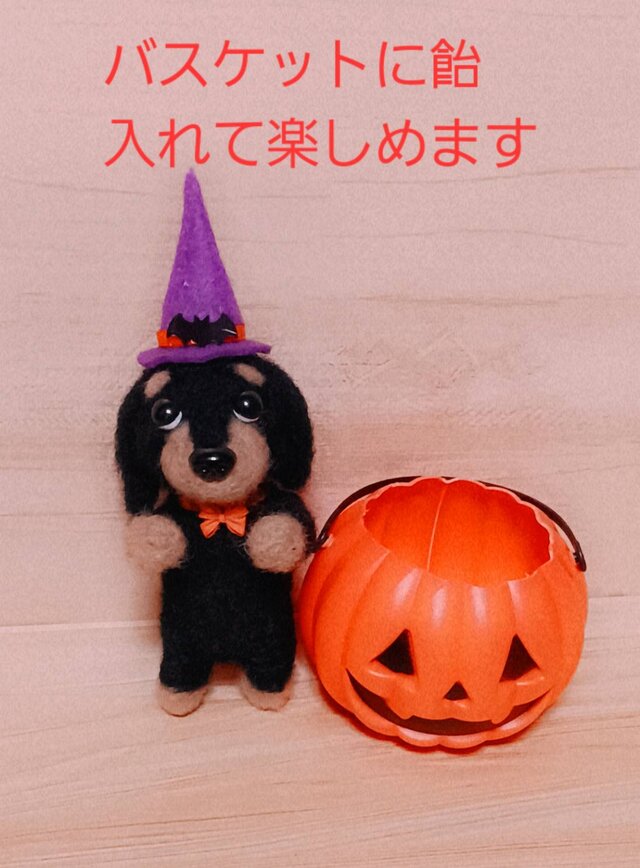 ハロウィン 羊毛フェルト ダックスフンド パンプキン 置物 | iichi
