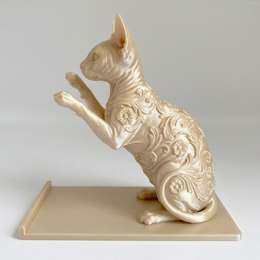 猫（スフィンクス）のスマホスタンド 卓上 シルクゴールド | iichi