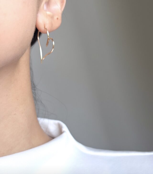 期間限定】【秋の福袋】14kgf diagonal キャッチレスフープピアス