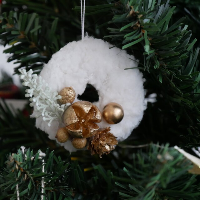 Christmas 】クリスマスオーナメント｜毛糸の小物6点｜ドライフラワー