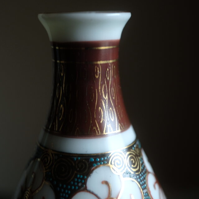 花と渦◇九谷焼 花文青粒金彩徳利 酒器 工芸品 骨董 古美術 インテリア