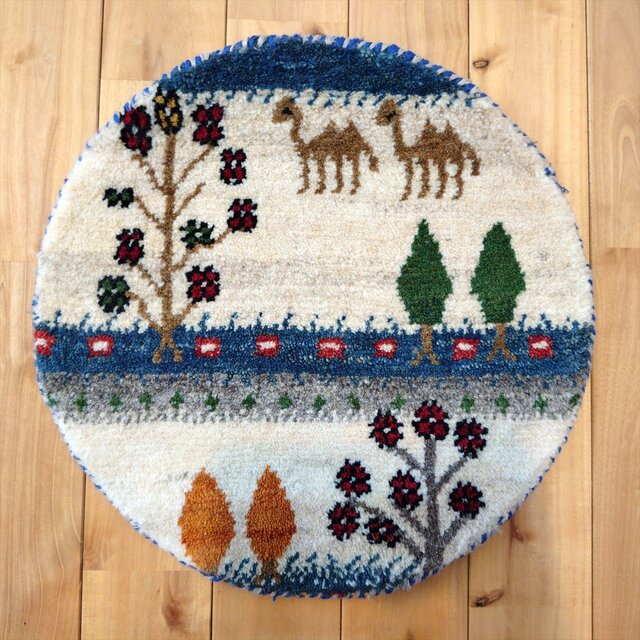 ハンドメイド ペルシャ ギャッベ アマレバフト 横40Φ40㎝ 風景 生命の