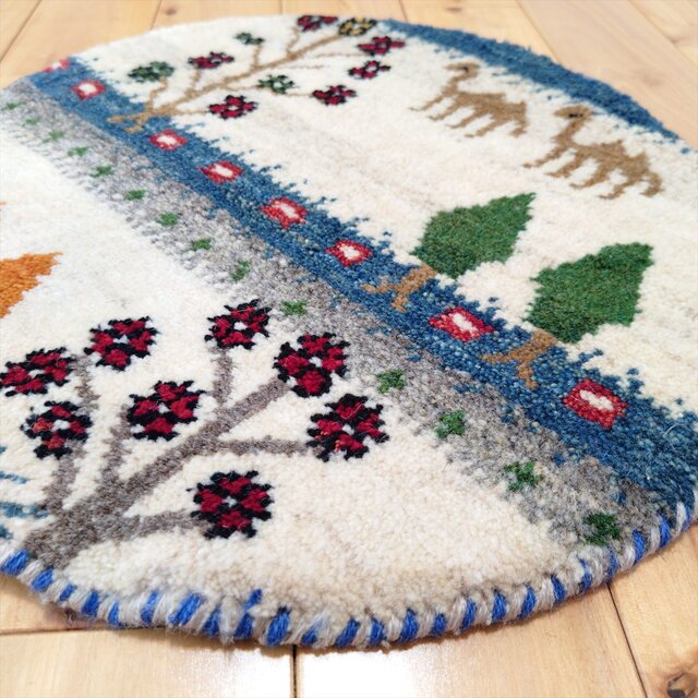 ハンドメイド ペルシャ ギャッベ アマレバフト 横40Φ40㎝ 風景 生命の