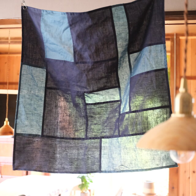 リネンパッチワーククロス60｜navy & blue green | iichi 日々の暮らし