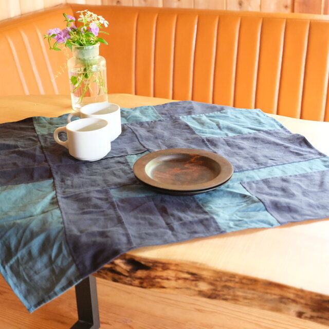 リネンパッチワーククロス60｜navy & blue green | iichi 日々の暮らし