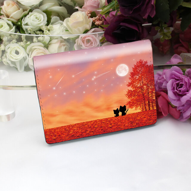 定期入れ/パス入れ/名刺入れ カードケース 【Evening Moon Cat（autumn
