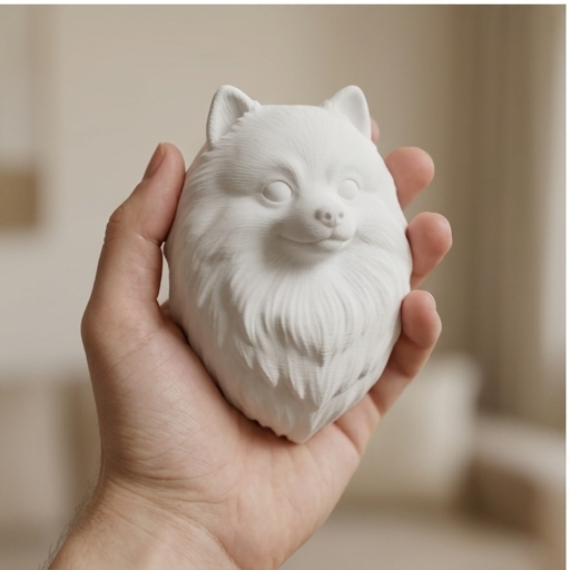 犬（ポメラニアン）の壁掛けレリーフ 3Dプリント 白PLA インテリア