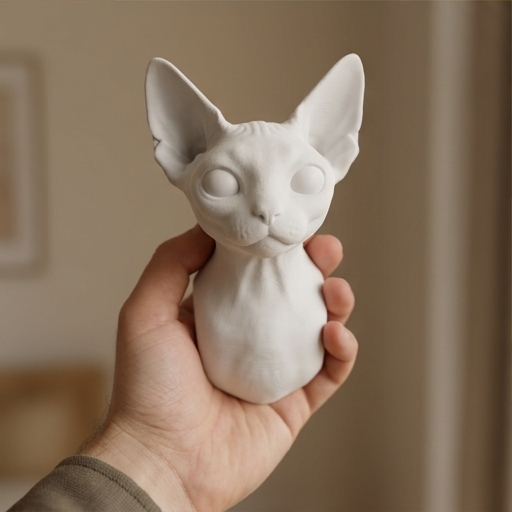 猫（デボンレックス）の壁掛けレリーフ 3Dプリント 白PLA インテリア