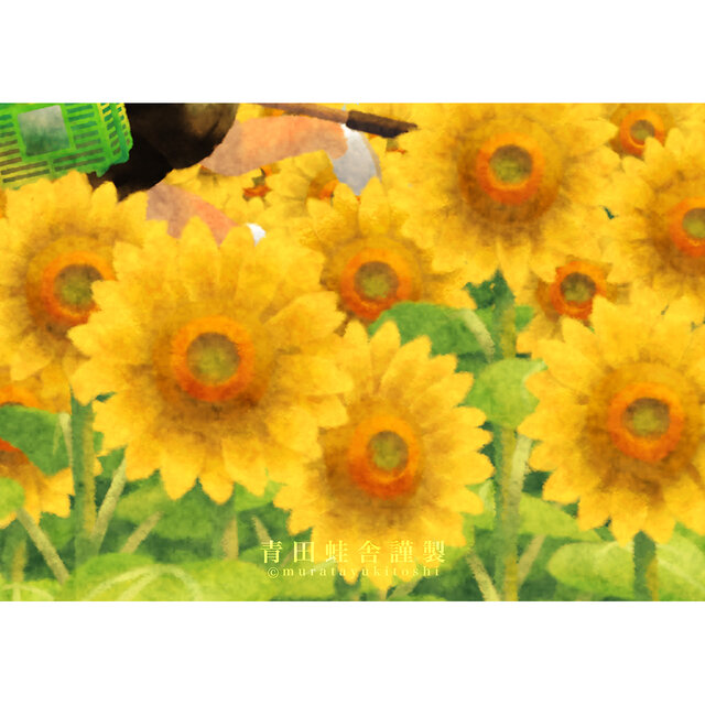 ひまわり畑 : ジクレー版画 ／ Sunflower field : Giclee printの