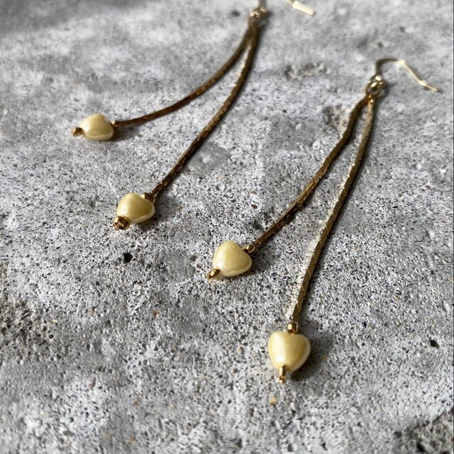 Vintage 80s-90s USA retro yellow heart pearl pierce | iichi 日々の