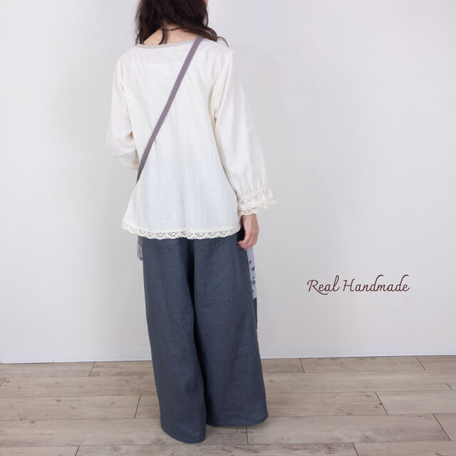 Gris Antique チャコールリネン・ヴィンテージレース パッチワーク